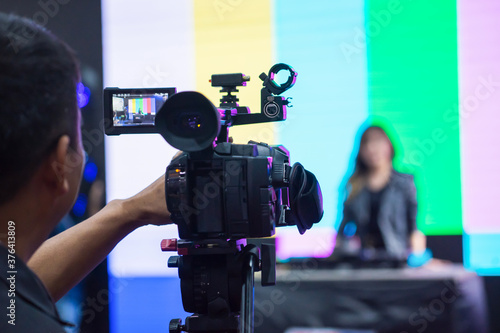 Photography Female Vlogger Recording Broadcas