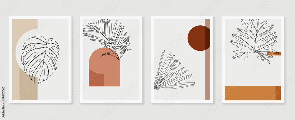 Botanical wall art vector set. Floral and Foliage line art drawing with abstract shape. Abstract Plant Art design for print, cover, wallpaper, Minimal and natural wall art. Vector illustration. Botanical wall art vector set. Floral and Foliage line art drawing with abstract shape. Abstract Plant Art design for print, cover, wallpaper, Minimal and natural wall art. Vector illustration.