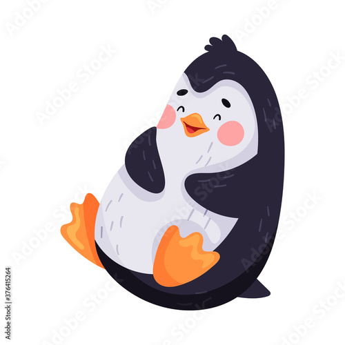Cute Penguin with Red Cheeks Laughing Vector Illustration