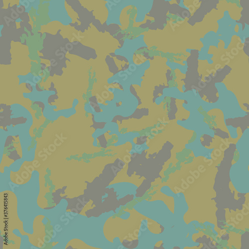 Urban camouflage of various shades of beige, blue, green and grey colors