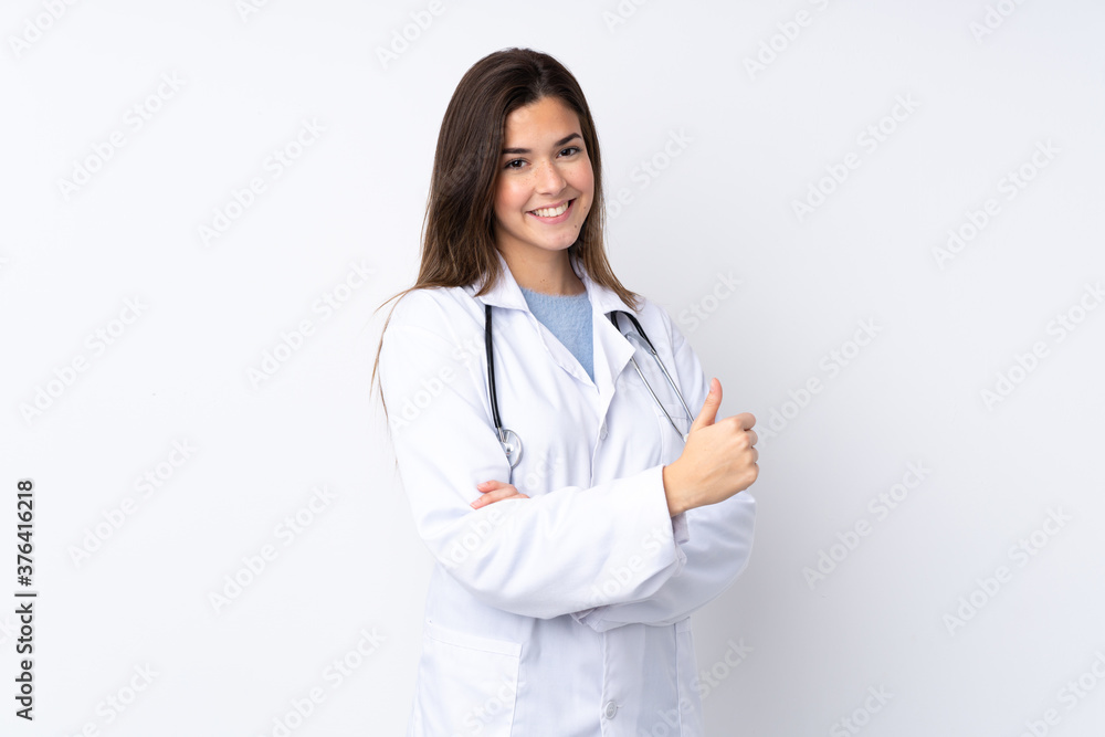 Young teenager Brazilian girl over white background Young teenager Brazilian girl over white background