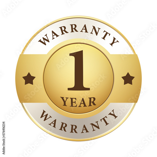 1 year warranty badge gold silver metallic logo