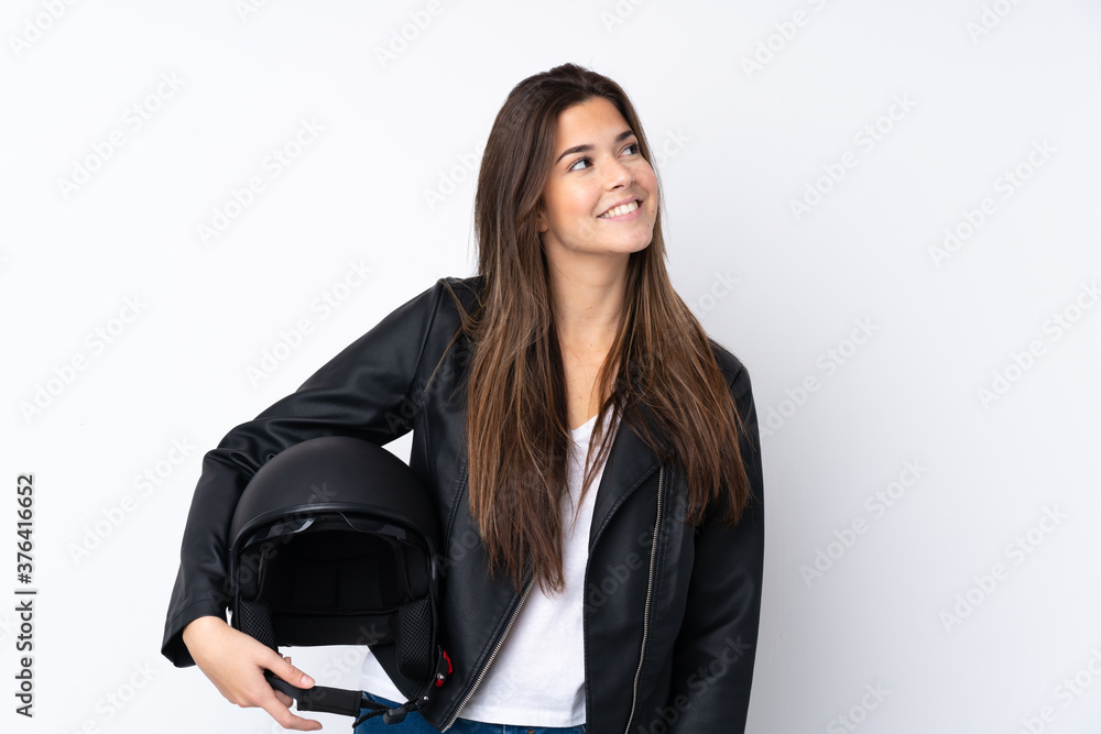 Young teenager Brazilian girl over white background Young teenager Brazilian girl over white background