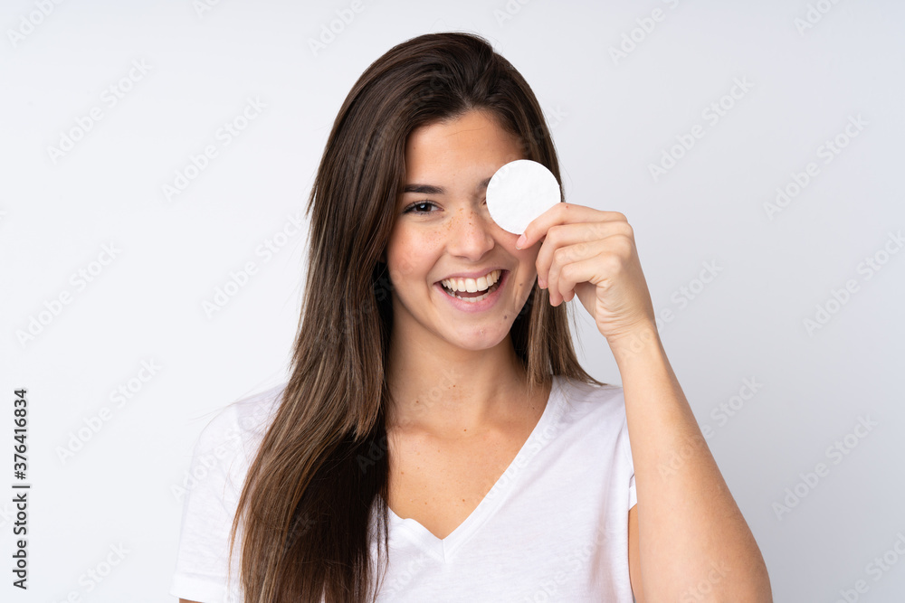 Young teenager Brazilian girl over white background Young teenager Brazilian girl over white background