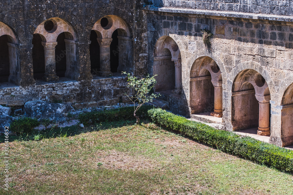 Cloister of the Thonoret abbey in the Var in France