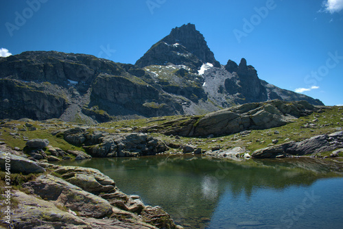 Kleiner Bergsee auf dem Pizol in der Schweiz 7.8.2020 photo