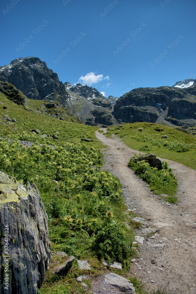 Bergpanorama während der 5 Seen Wanderung auf dem Pizol in der Schweiz 7.8.2020