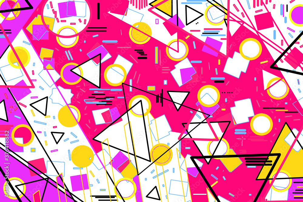 Abstract colorful memphis design pattern in 90’s retro style concept