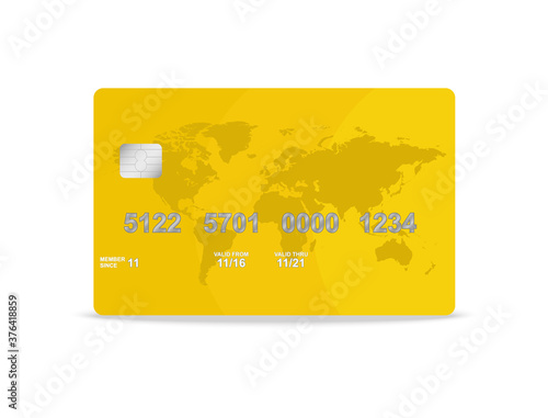 Credit or debit card design with dominant yellow color