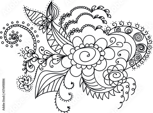 vector floral ornament with mehendi