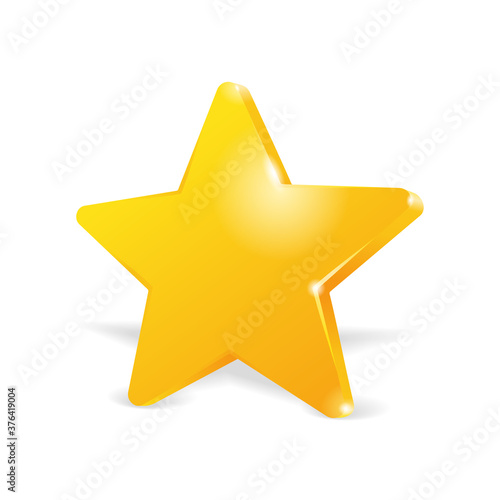 3D star icon - pentagonal shape thick and glossy with drop shadow - isolated vector symbol