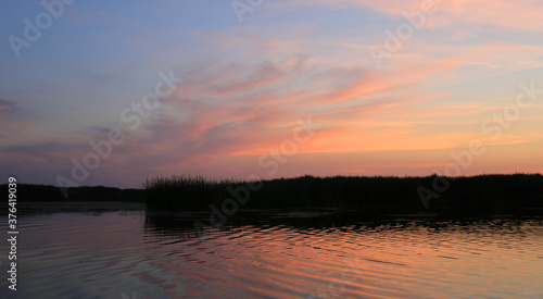 sunset on lake