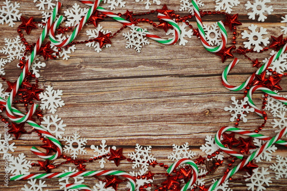 Christmas and New year accessories decoration on wooden background