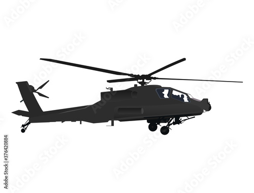 Fototapeta Naklejka Na Ścianę i Meble -  Tough black gunship helicopter