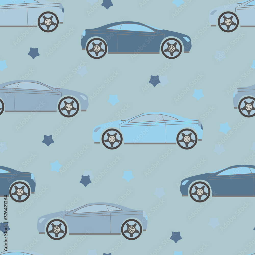 Seamless pattern with racing cars .