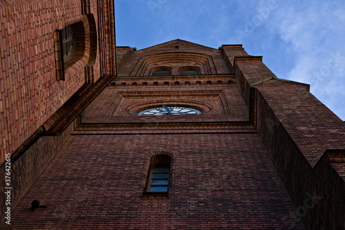 Uranienborg church in Oslo. Image seen from the street and up. photo