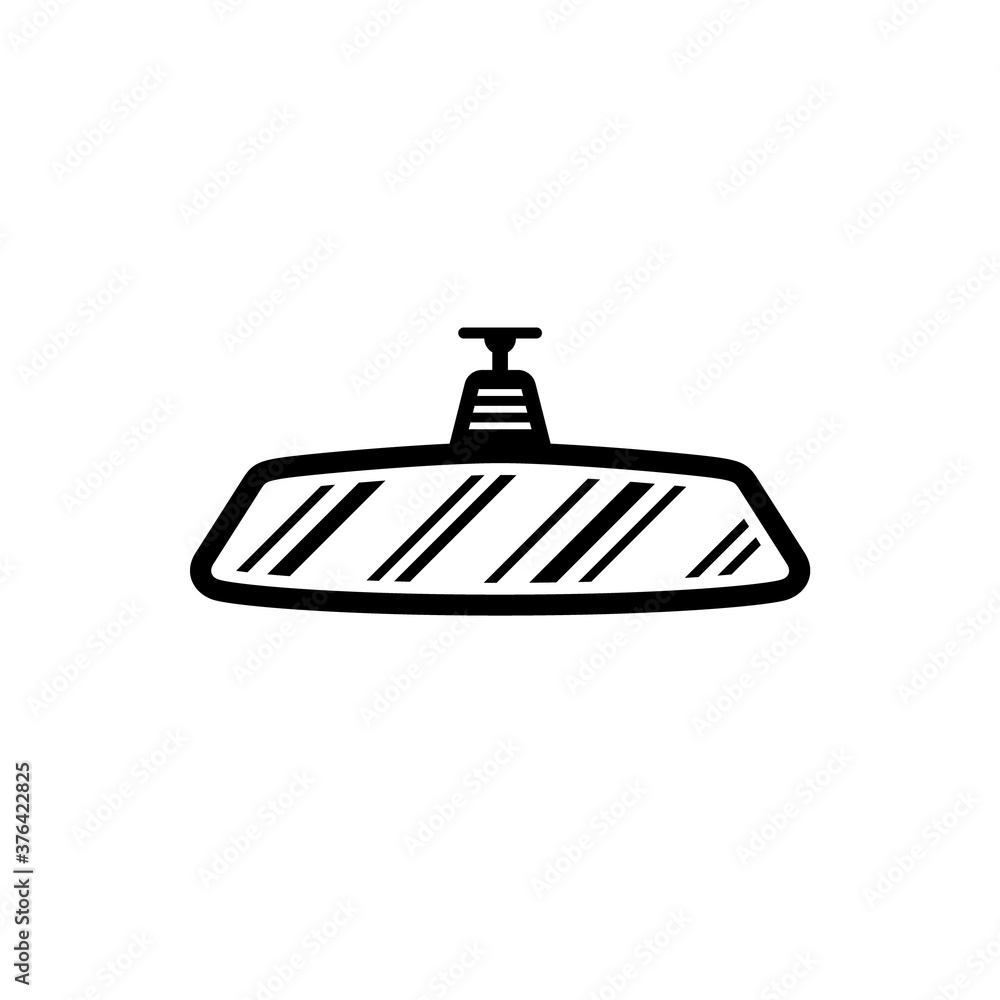 Obraz premium Car rearview mirror, vector isolated icon.