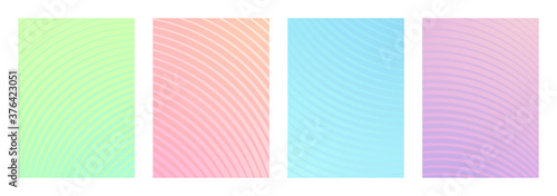 Pastel color curves background design collection. Templates texture for business card, cover layout, brochure, corporate pages, poster, banner, web design set. Vector illustration.