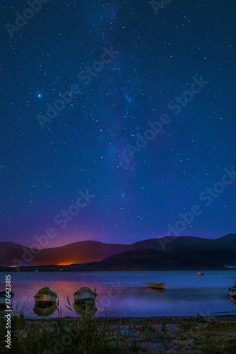 The amazing sky view of Milky Way from Bafa lake is a peaceful place, ringed by traditional villages such as Kapıkırı full of fisherman boats and ruins of Herakleia © Selcuk