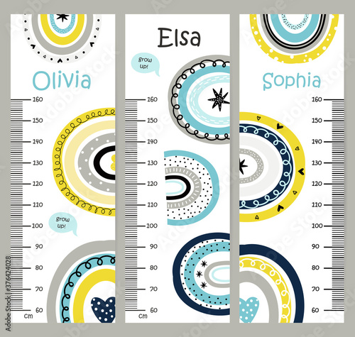 Kids height chart with rainbows