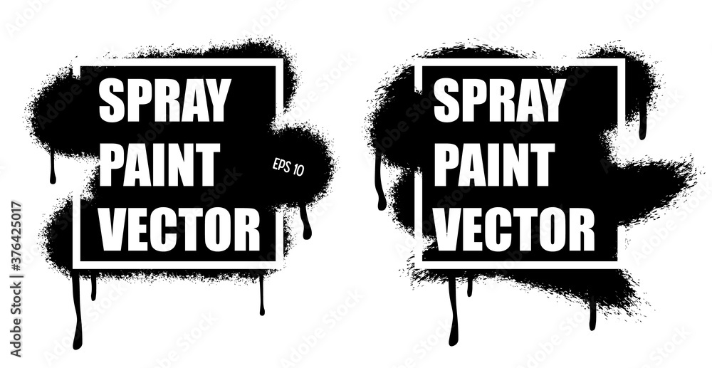 Graffiti spray banner set. Vector spray paint frame.