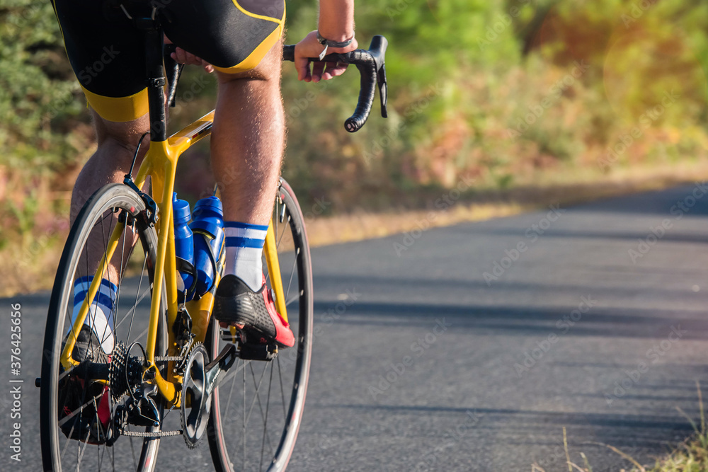 Fototapeta premium mature cyclist in the Landes forest
