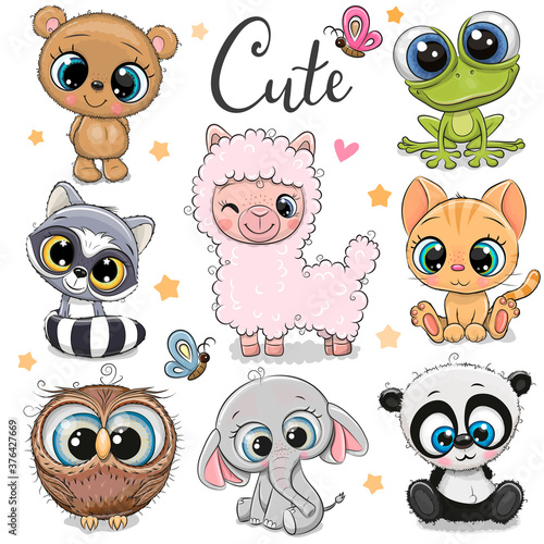 Cartoon Animals on a white background