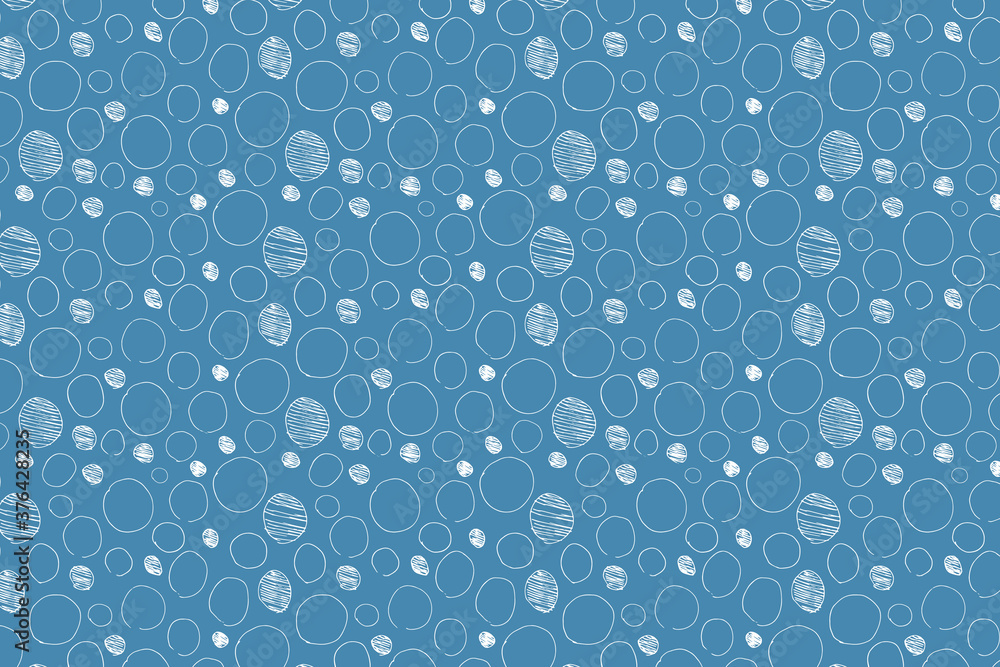 Blue background. Hand-drawn white dot pattern
