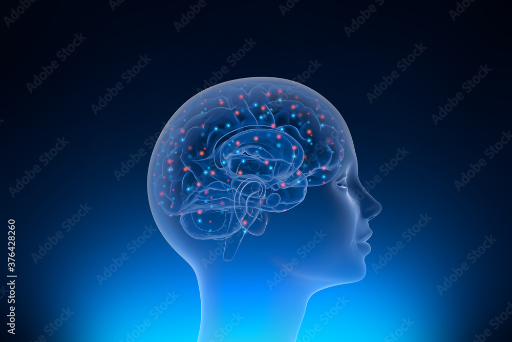 Obraz premium Neuralink surgically implant some computer components onto the surface of your brain for neural network connection between software and hardware