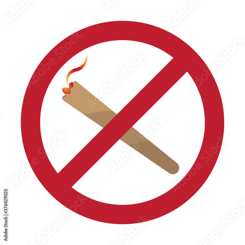 No smoking marijuana or cannabis smoke ban sign vector color icon