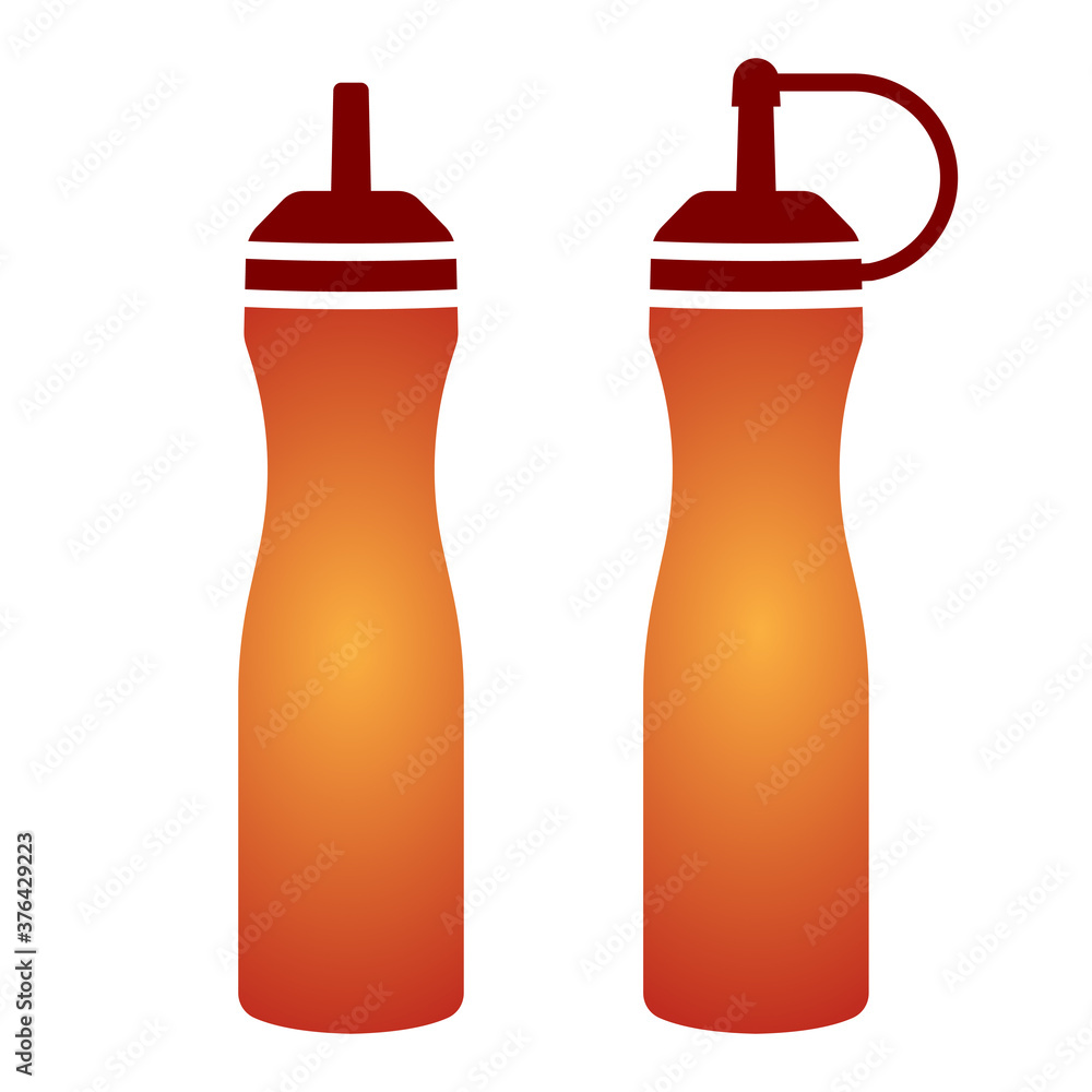 Ketchup bottle / mustard squeeze bottle vector color icon for apps and
