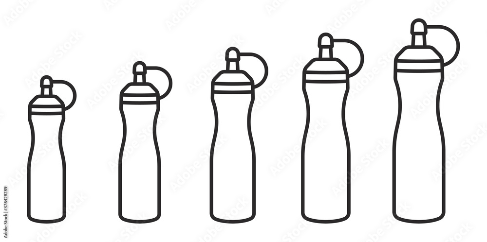 Set of a ketchup bottle / mustard squeeze bottle line art icon for apps and websites Set of a ketchup bottle / mustard squeeze bottle line art icon for apps and websites