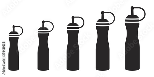 Set of a ketchup bottle / mustard squeeze bottle vector icon for apps and websites
