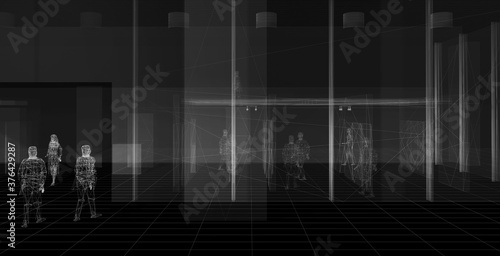 Abstract home interiors, copy space mockup illustration, original 3d rendering