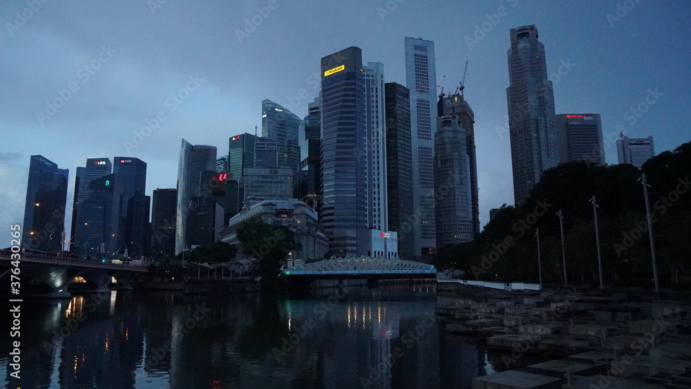 Singapore skyline, river & Street