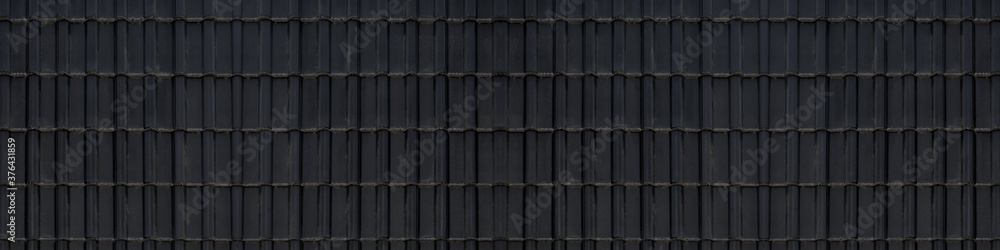 Seamless black anthracite top view tile roof / noun texture background banner panorama - obrazy, fototapety, plakaty 