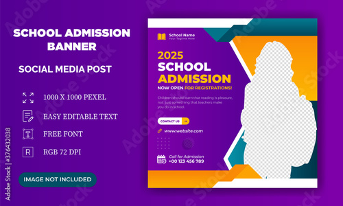  Admission social media post, Students Back to school admission promotion social media post banner template. Back to School admission social media post or Instagram post or flyer Design.