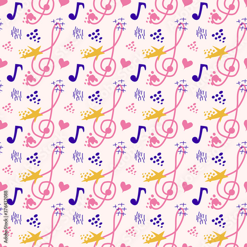 Abstract music notes seamless pattern background. musical melody decoration © MichiruKayo