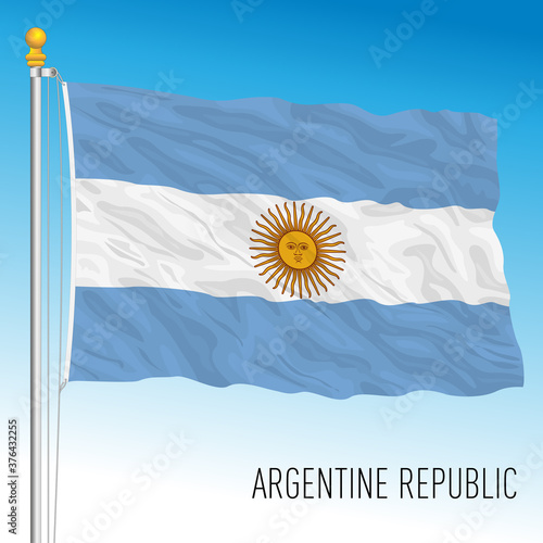 Argentina official national flag, south america, vector illustration