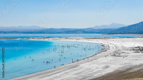 Fototapeta Naklejka Na Ścianę i Meble -  Salda lake view, Burdur, Turkey. Crater lake labeled as the Turkish maldives. 