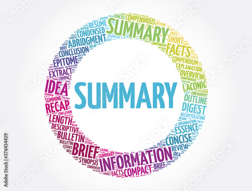 Summary circle word cloud collage, concept background