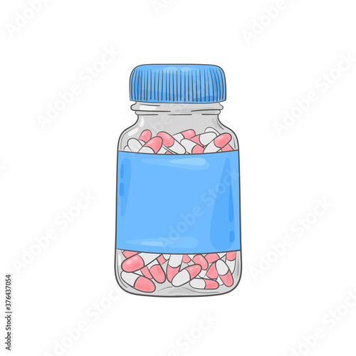 Pills, drugs, vitamins doodles. Pills bottle. Pharmacy medicaments. Medical doodles.