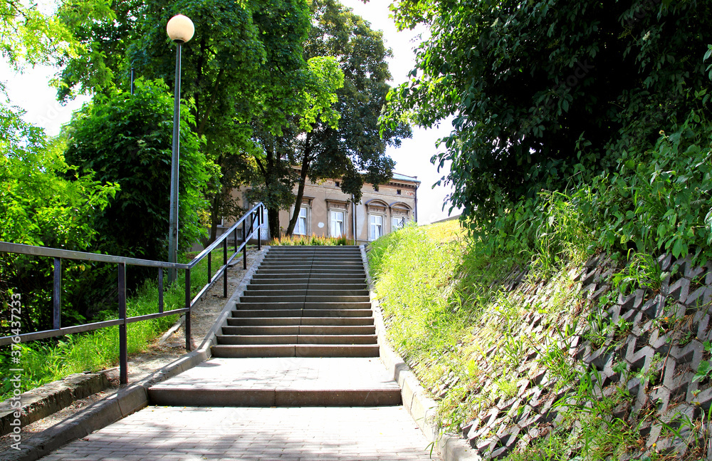 Obraz premium Panorama, Zakon, Budowla, Widok, Baszta, Schody, Szkoła, Budynek, 