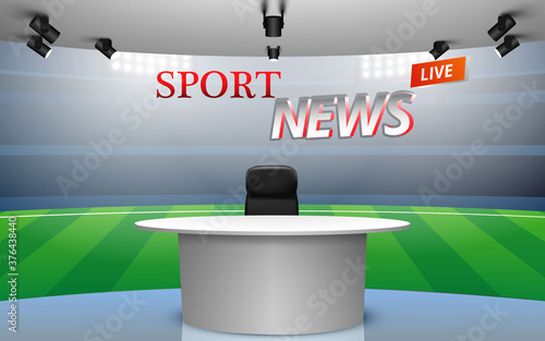 table and breaking news alert on lcds background in the sport studio news