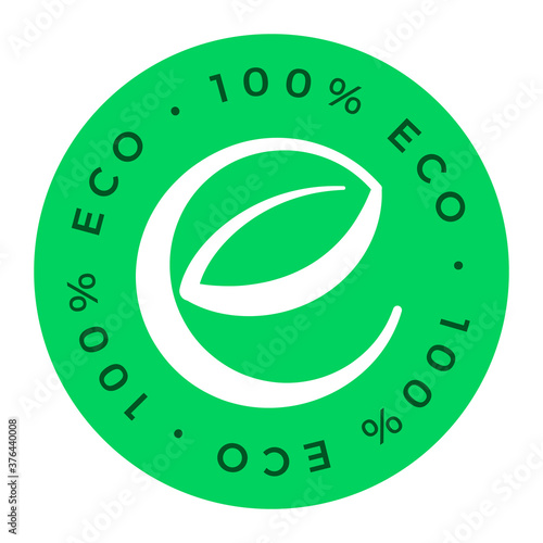 100% eco product vector icon logo