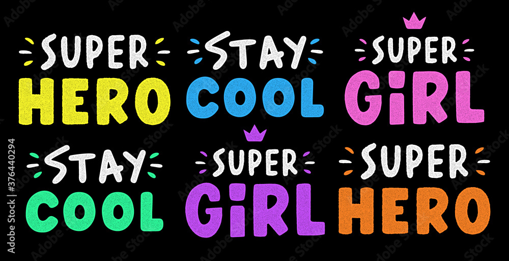 Stay cool lettering. Retro grunge slogan for t-shirt. Vintage colorful lettering.