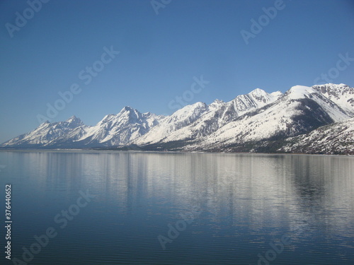 Grand Tetons and lake