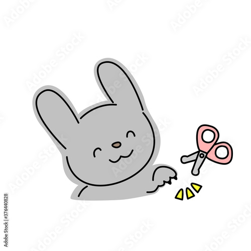 ウサギの爪切りのイラスト