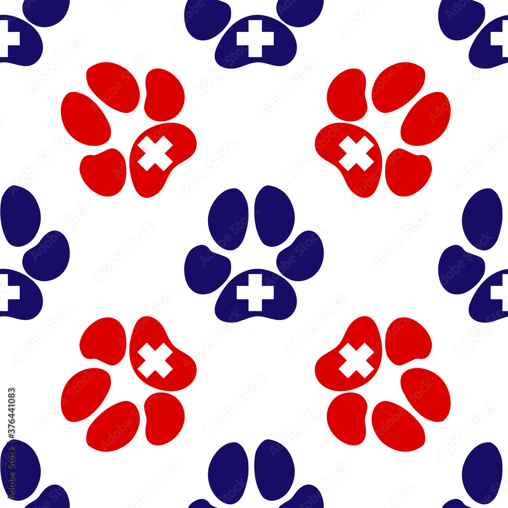 Fototapeta premium Cat Dog Paw Pattern Icon Medical Print Pet Vector