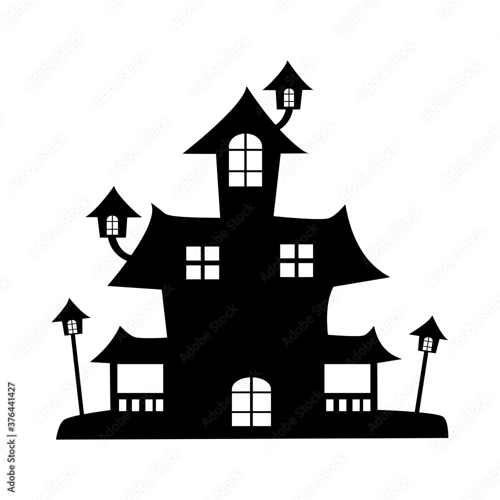 silhouette a scary house. haunted houses for Halloween. Spooky house. Vector illustration